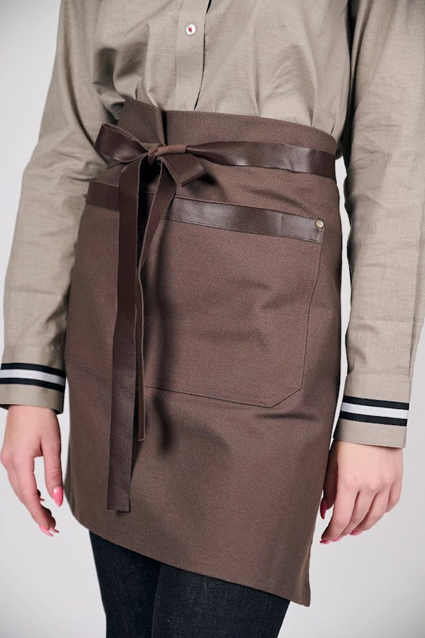 Brown Waist Apron with Leather Tie
