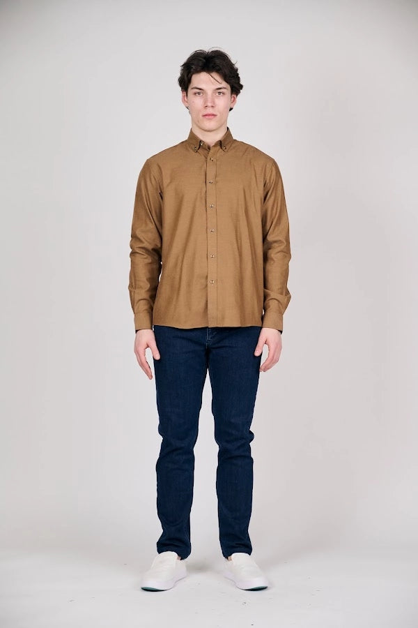 Men’s Classic Brown Button-Up Shirt