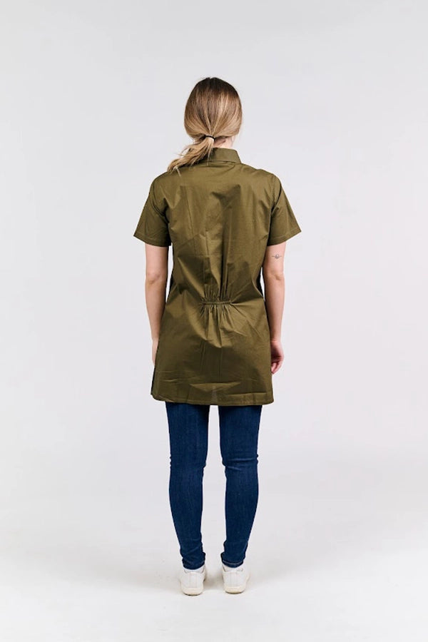 Olive Green Button-Up Utility Shirt