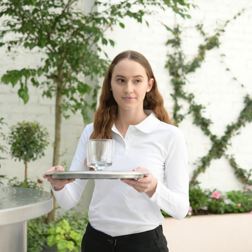 Women's Long Sleeve White  Polo T-Shirt