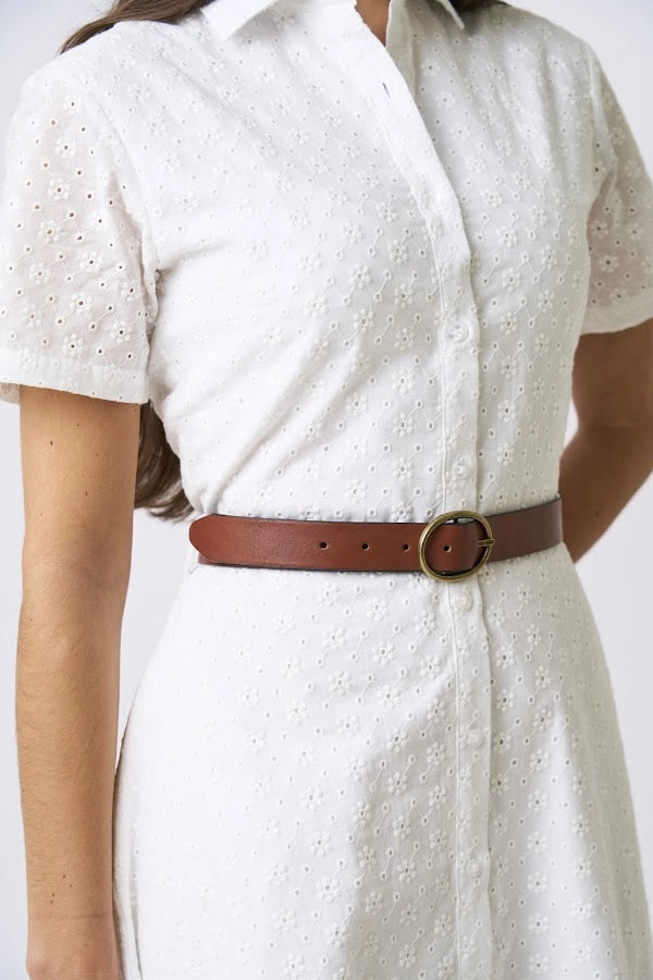 Women's White Eyelet Embroidery Shirt Dress