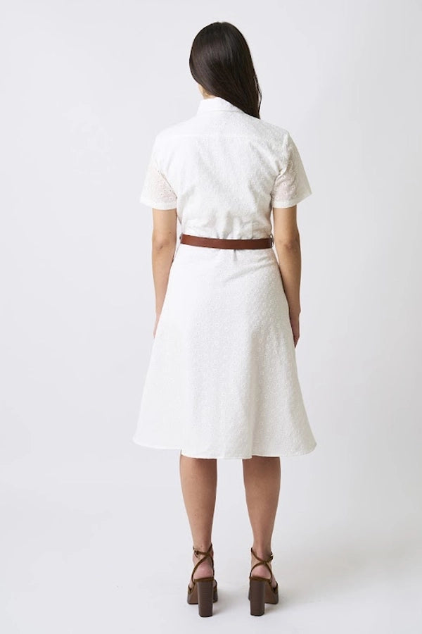 Women's White Eyelet Embroidery Shirt Dress