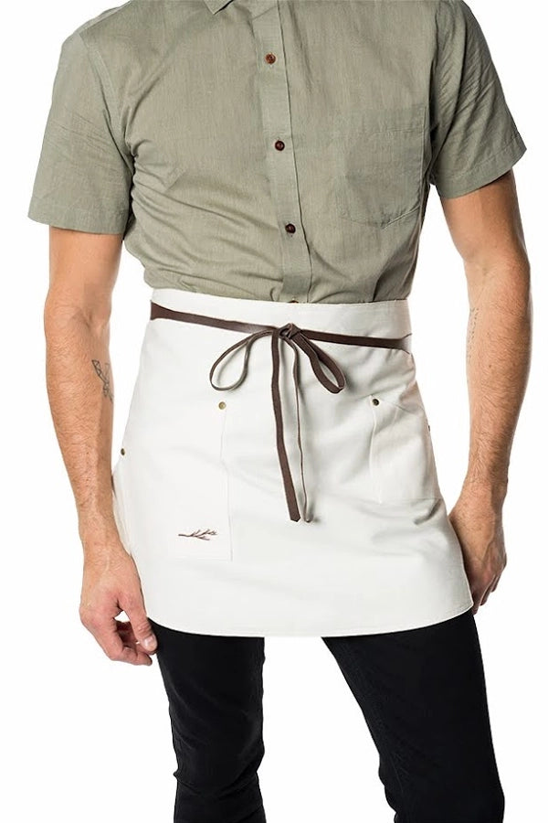 Classic Cream Waist Apron with Brown Accents