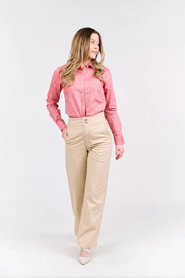 Women's Modern Pink Button-Up Shirt