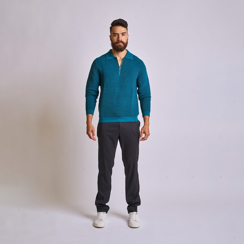 Men's Half-Zip Ribbed T-shirt