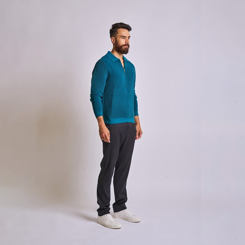 Men's Half-Zip Ribbed T-shirt