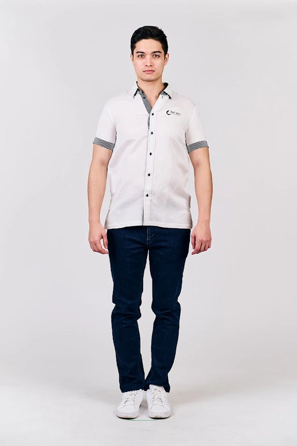 Men's Short-Sleeve Shirt with Contrasting Details
