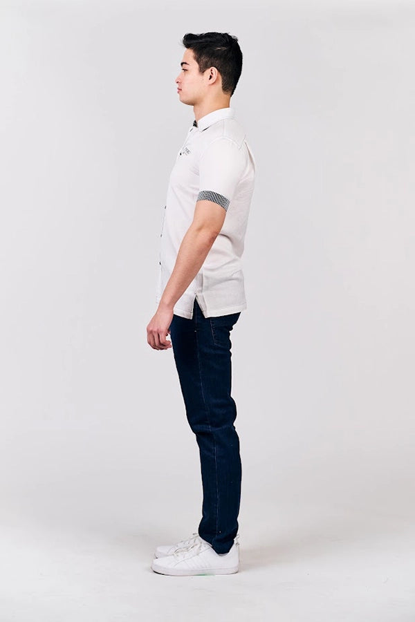 Men's Short-Sleeve Shirt with Contrasting Details