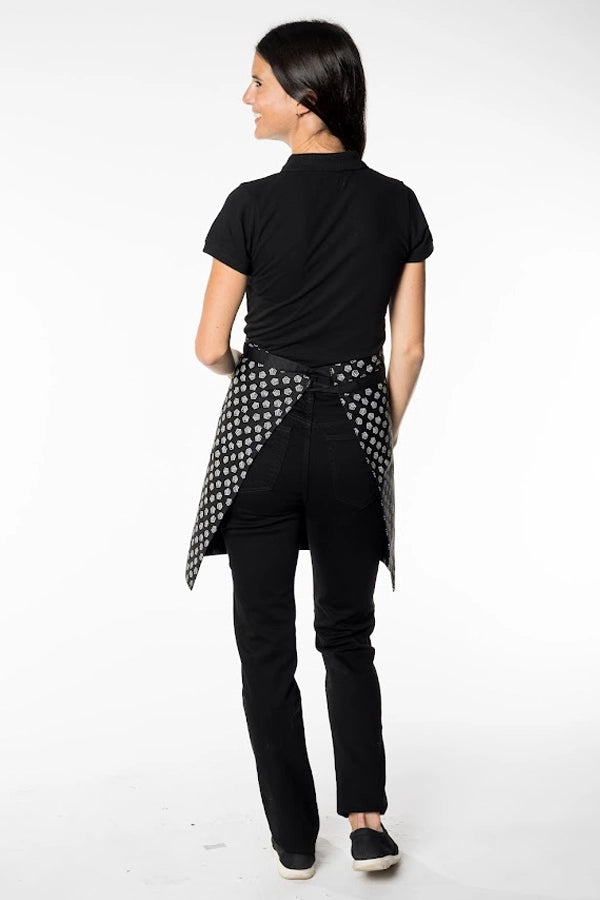 Chic Black Waist Apron with Subtle Geometric Print