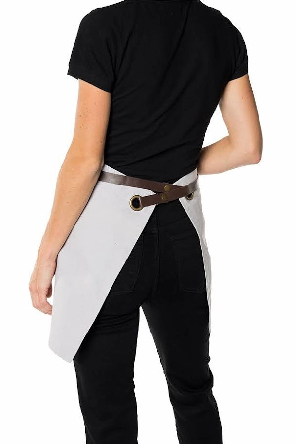 Two-Tone Canvas Waist Apron  with Dual Pockets
