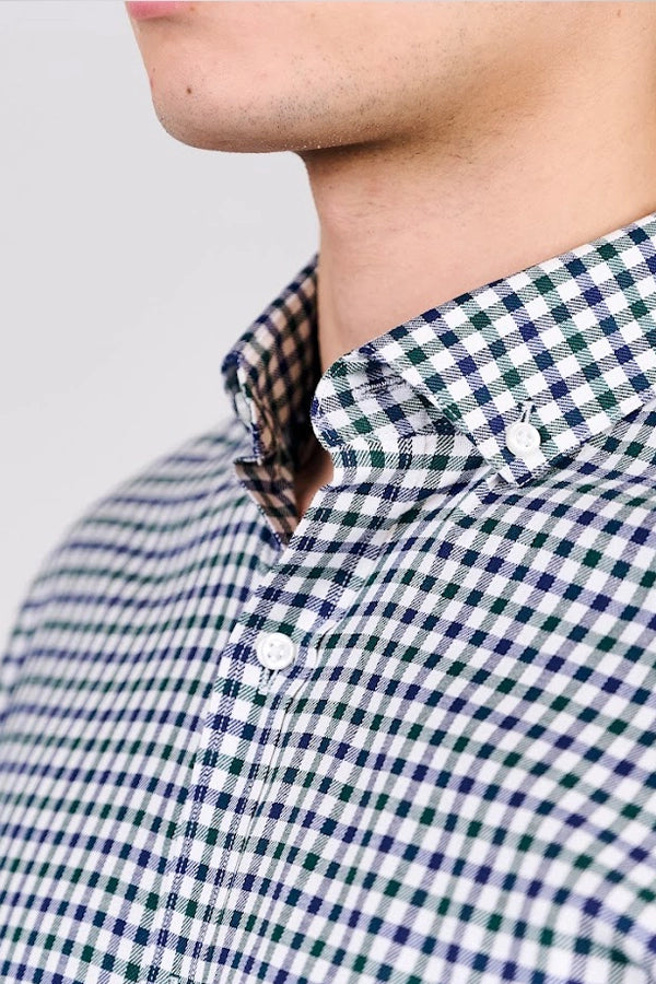 Classic Black-and-White Checkered Button-Down Shirt