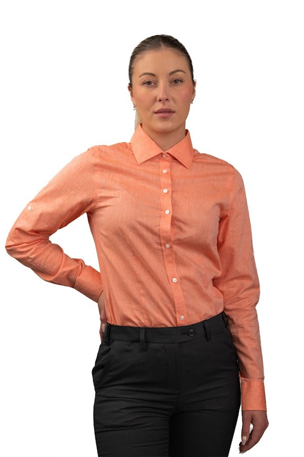 Women's Coral Long-Sleeve Button-Up Shirt