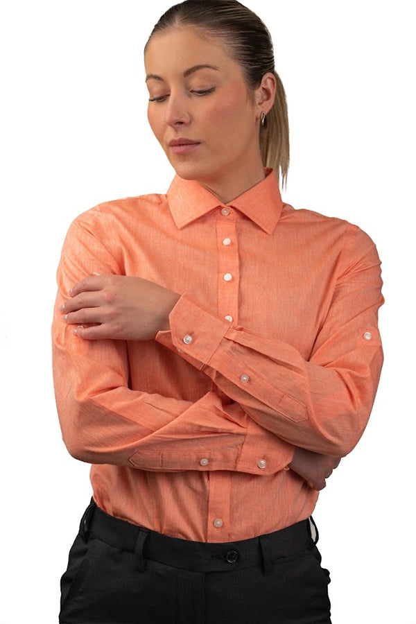 Women's Coral Long-Sleeve Button-Up Shirt