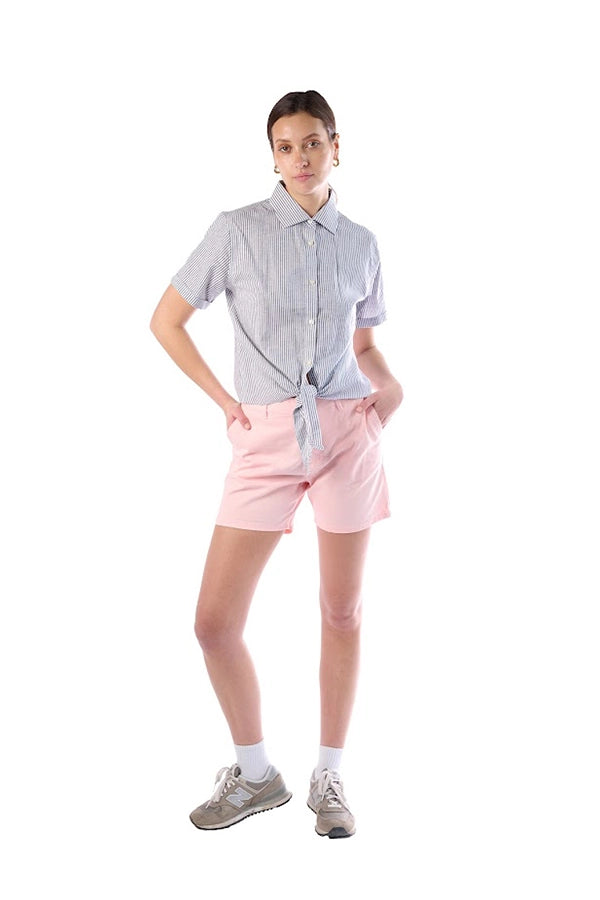 Pinstripe Tie-Front Button-Up Shirt
