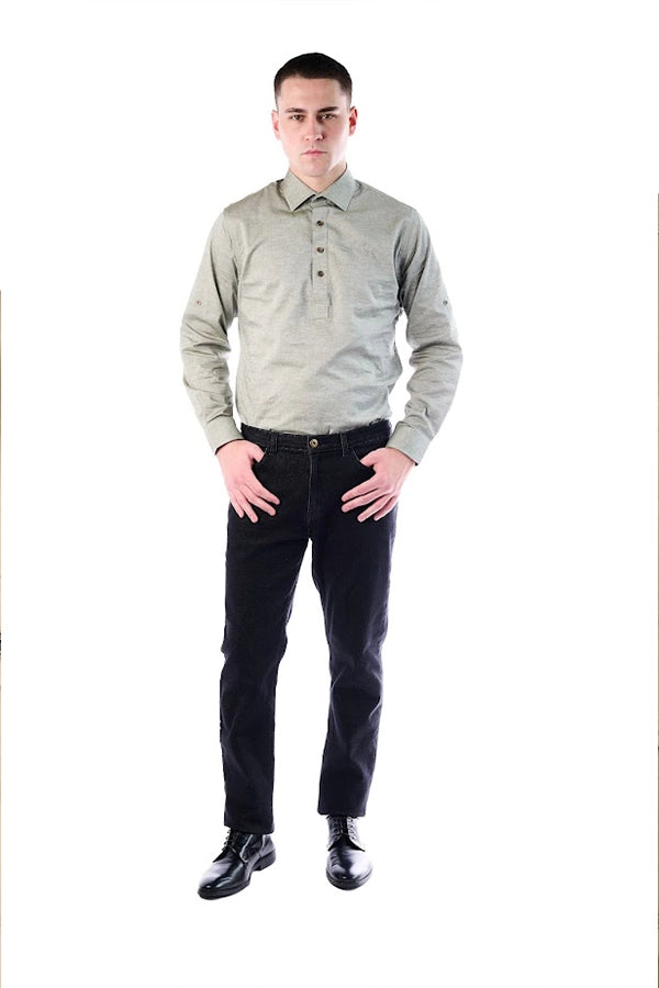 Modern Grey Long-Sleeve Shirt