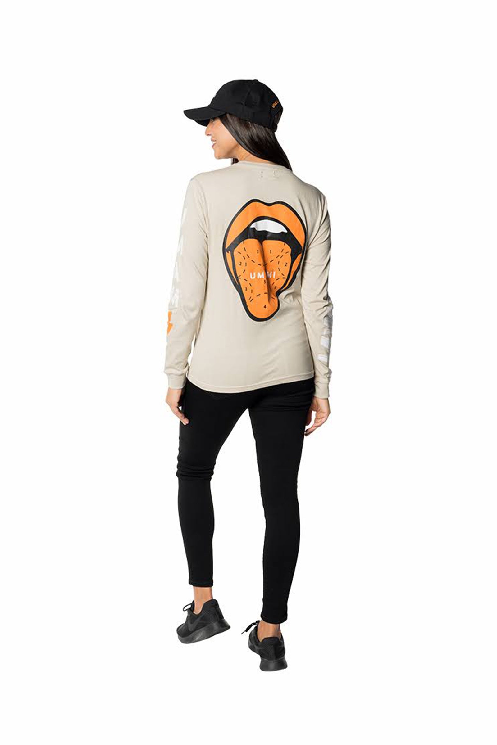 Women’s Beige Long Sleeve  T-Shirt with Print