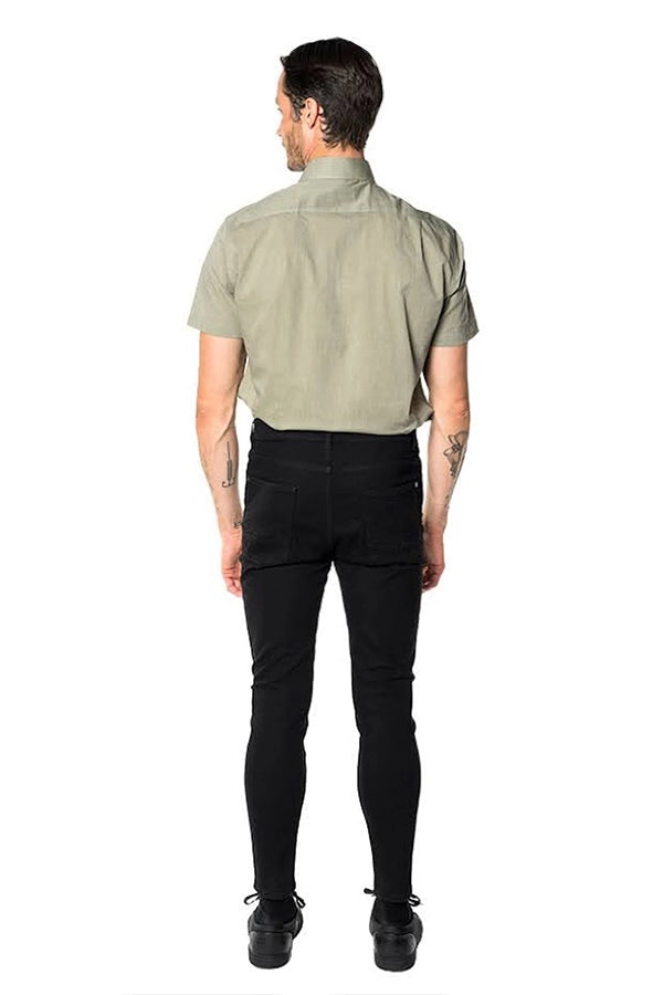 Olive Green Short-Sleeve Button-Up Shirt
