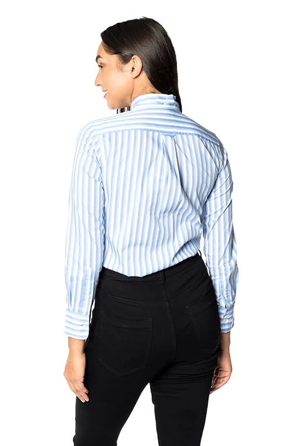 Women's Light Blue Striped Button-Up Shirt