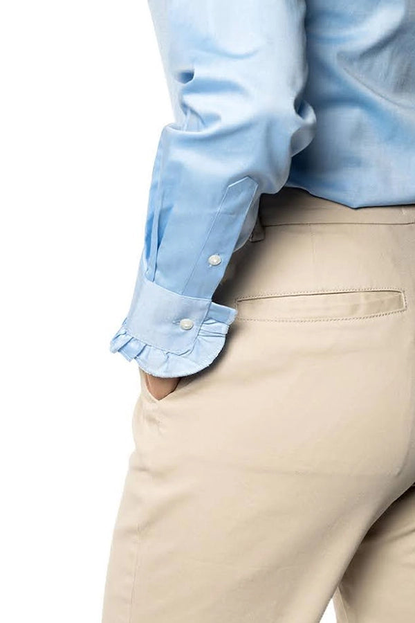 Light Blue Ruffle-Trim Shirt
