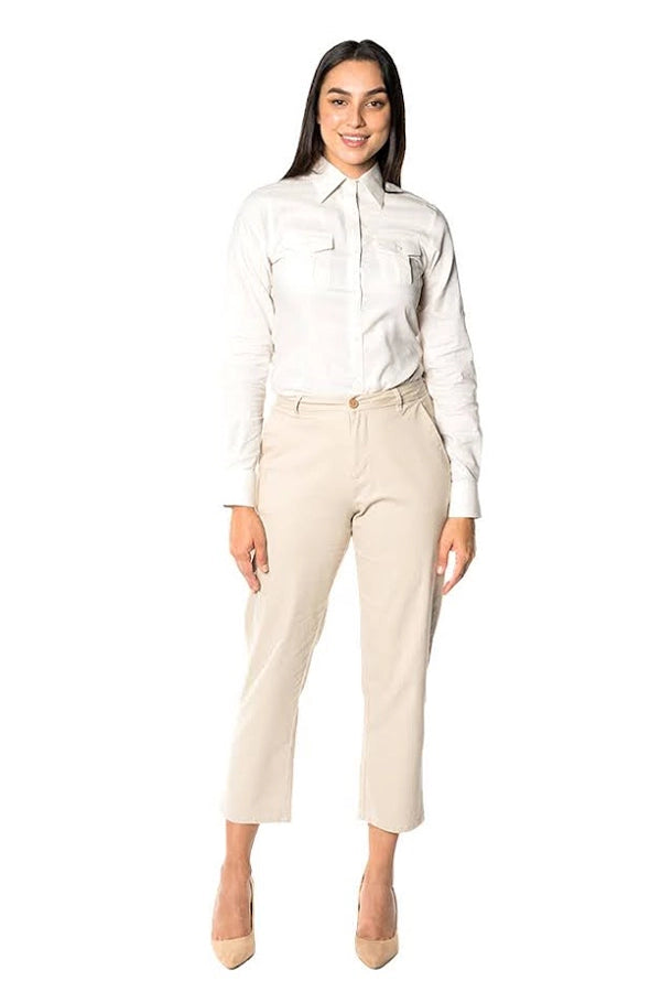 Women's White Utility Button-Up Shirt