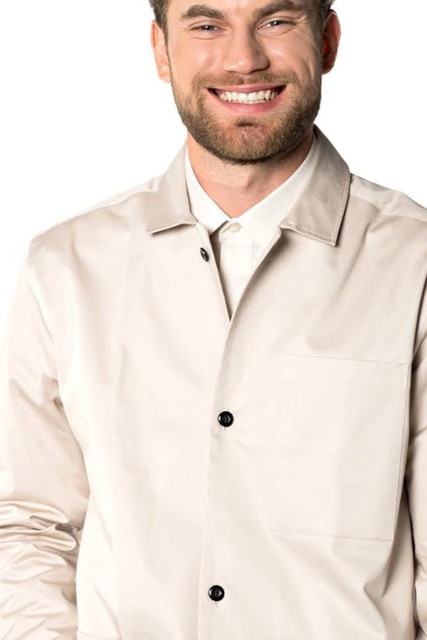 Men's Beige Casual Button-Up Shirt