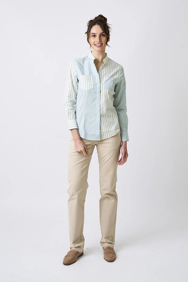 Women's Mixed Stripe Button-Up Shirt