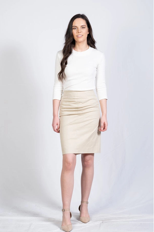 Elegant Beige Pencil Skirt