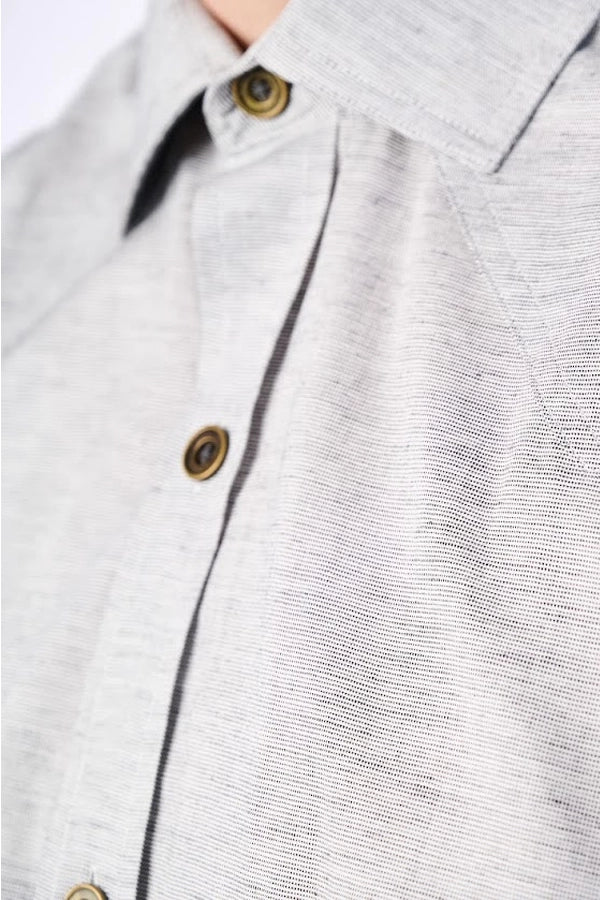 Men's Classic Grey Button-Up Shirt - Sophisticated Casual Look
