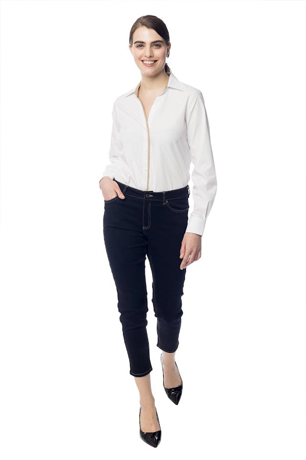 Elegant White Long- Sleeve Button-Up Shirt