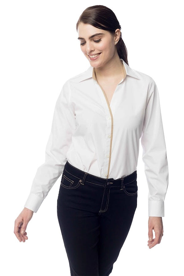 Elegant White Long- Sleeve Button-Up Shirt