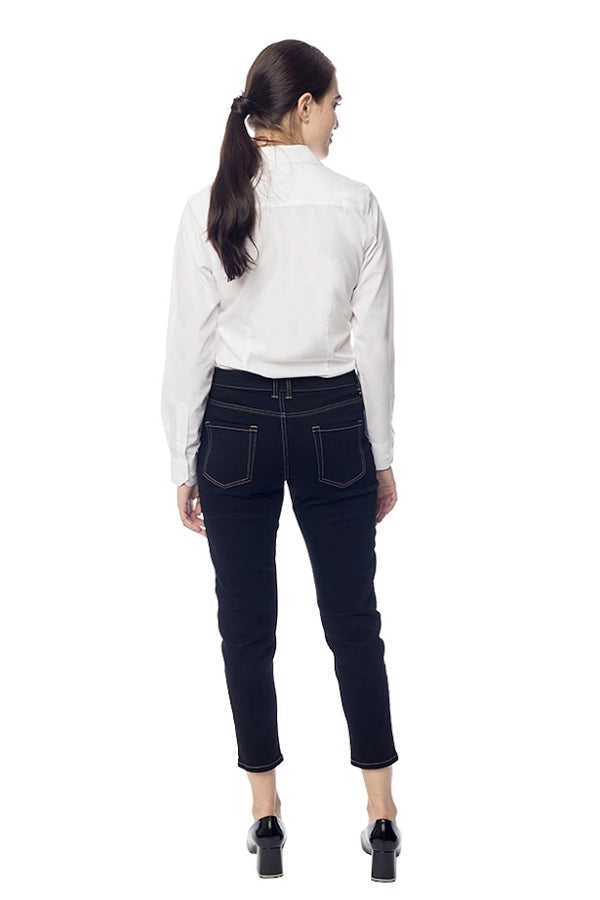 Elegant White Long- Sleeve Button-Up Shirt