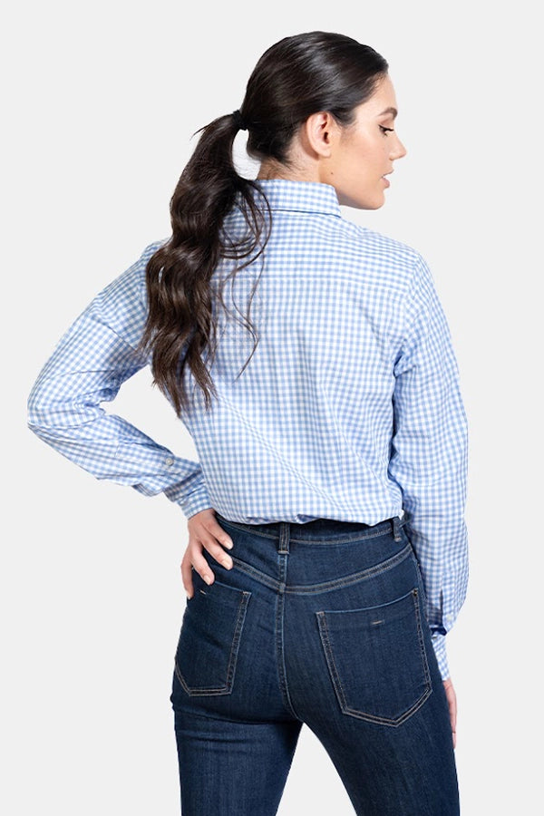 Women's Classic Blue Gingham Button-Up Shirt