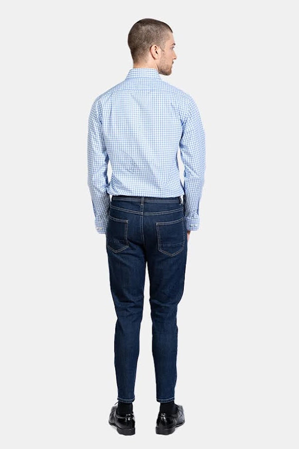 Men's Slim-Fit Blue Gingham Shirt
