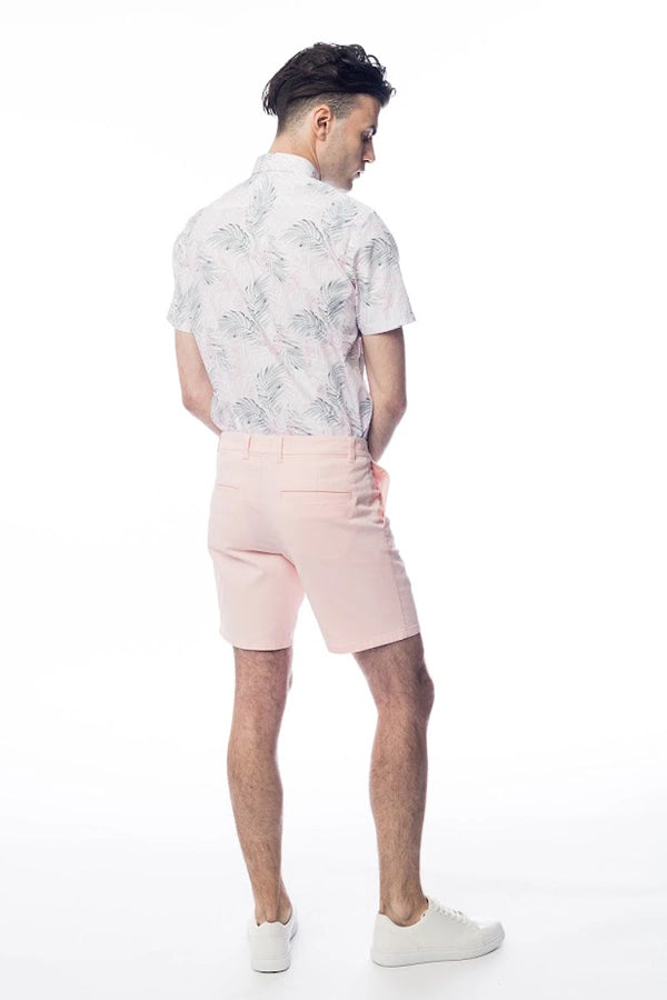 Men's Tropical Pink Printed Short-Sleeve Shirt