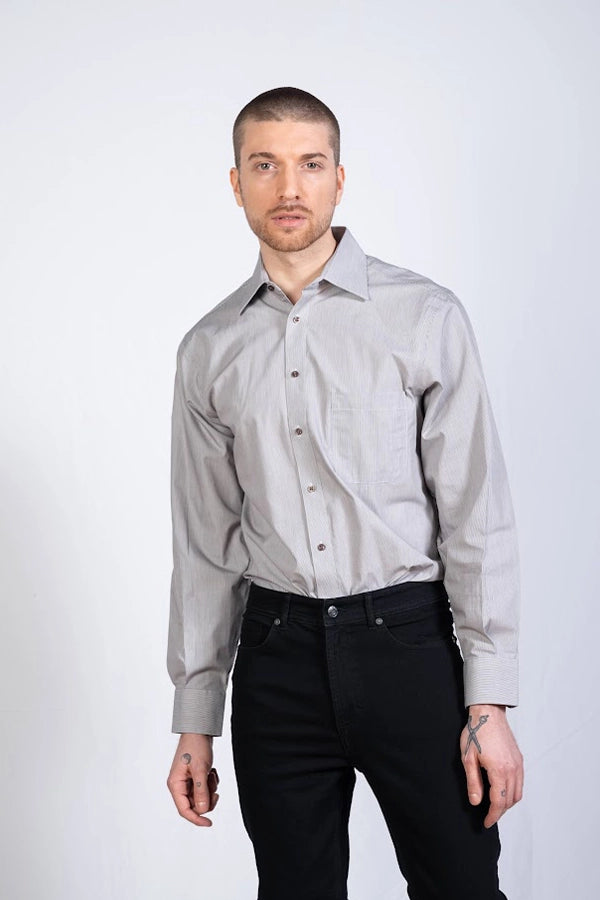 Classic Men's Grey Dress Shirt