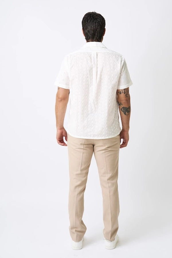 Men’s Short Sleeve Eyelet Embroidered Shirt