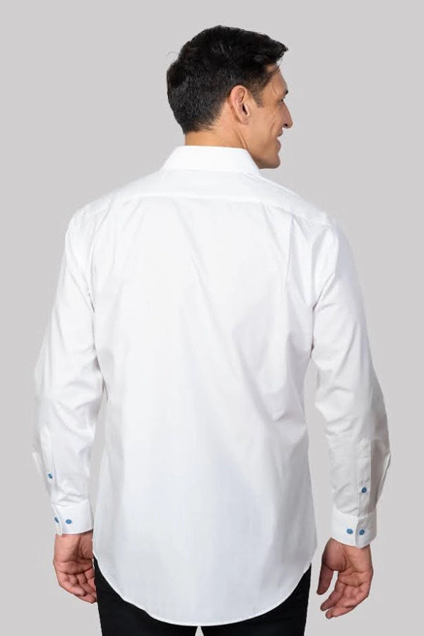 White Button-Down Shirt with Contrasting Details