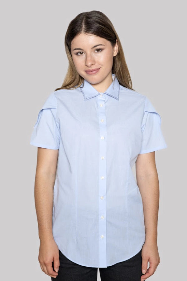 Women's Light Blue Short-Sleeve Shirt