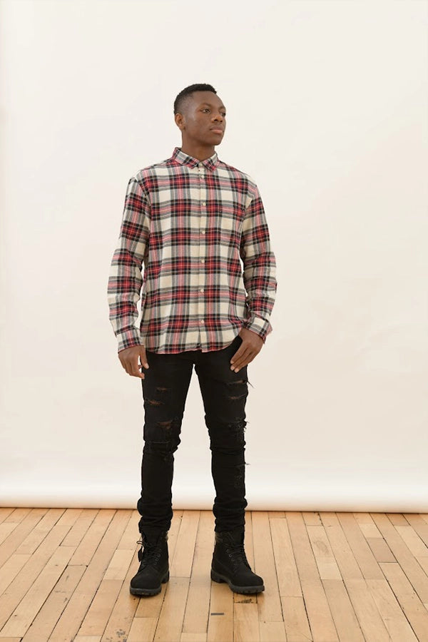 Casual Plaid Button-Up with Edgy Style
