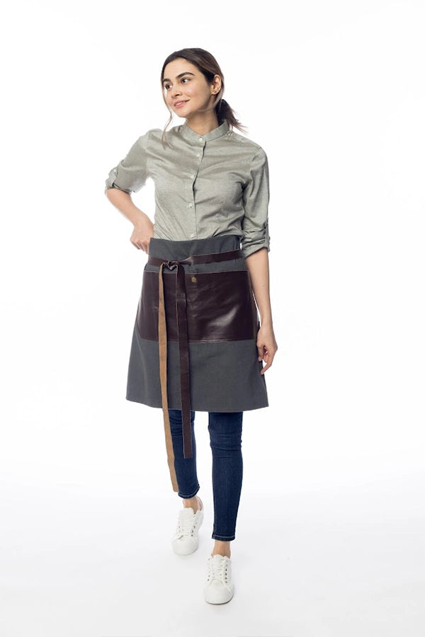 Two-Tone Canvas & Leather Utility Apron