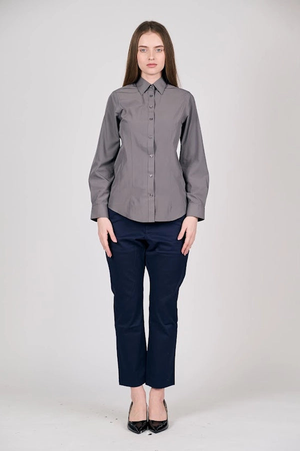 Women's Classic Button-Up Shirt in  Charcoal Gray