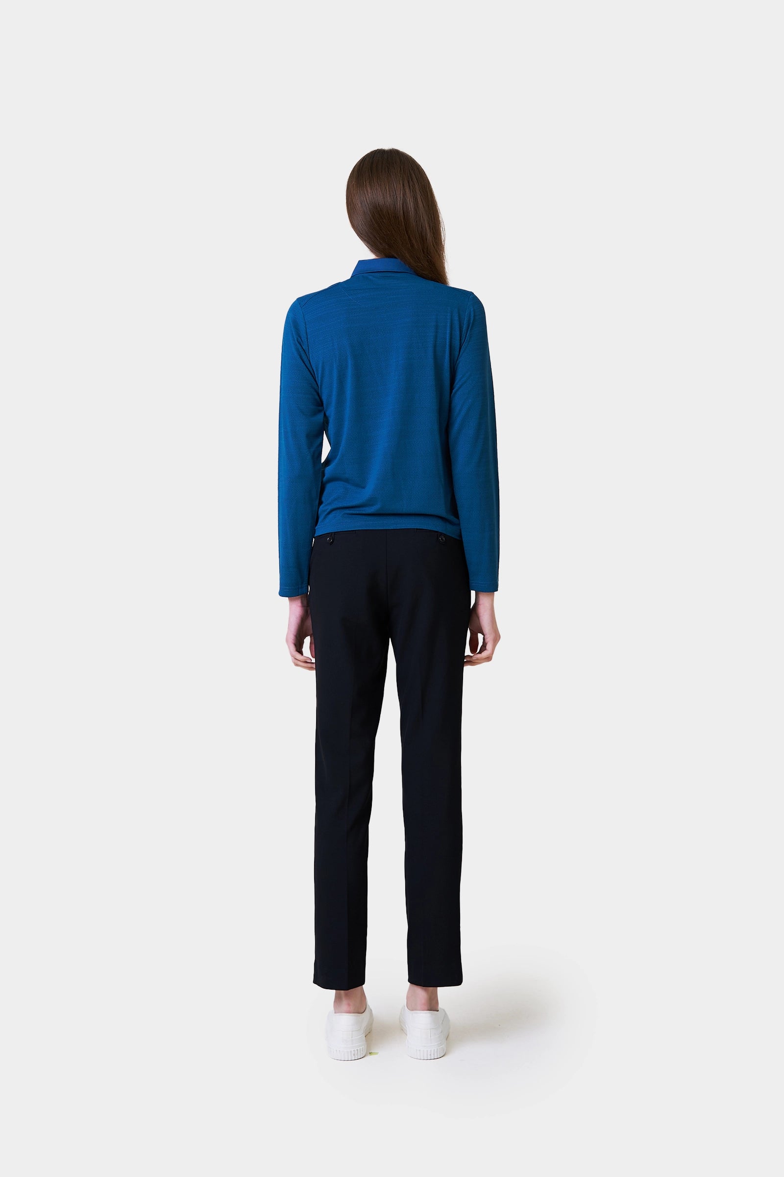Server Winter Female Teal Long Sleeve Polo Shirt With Logo Print on Chest