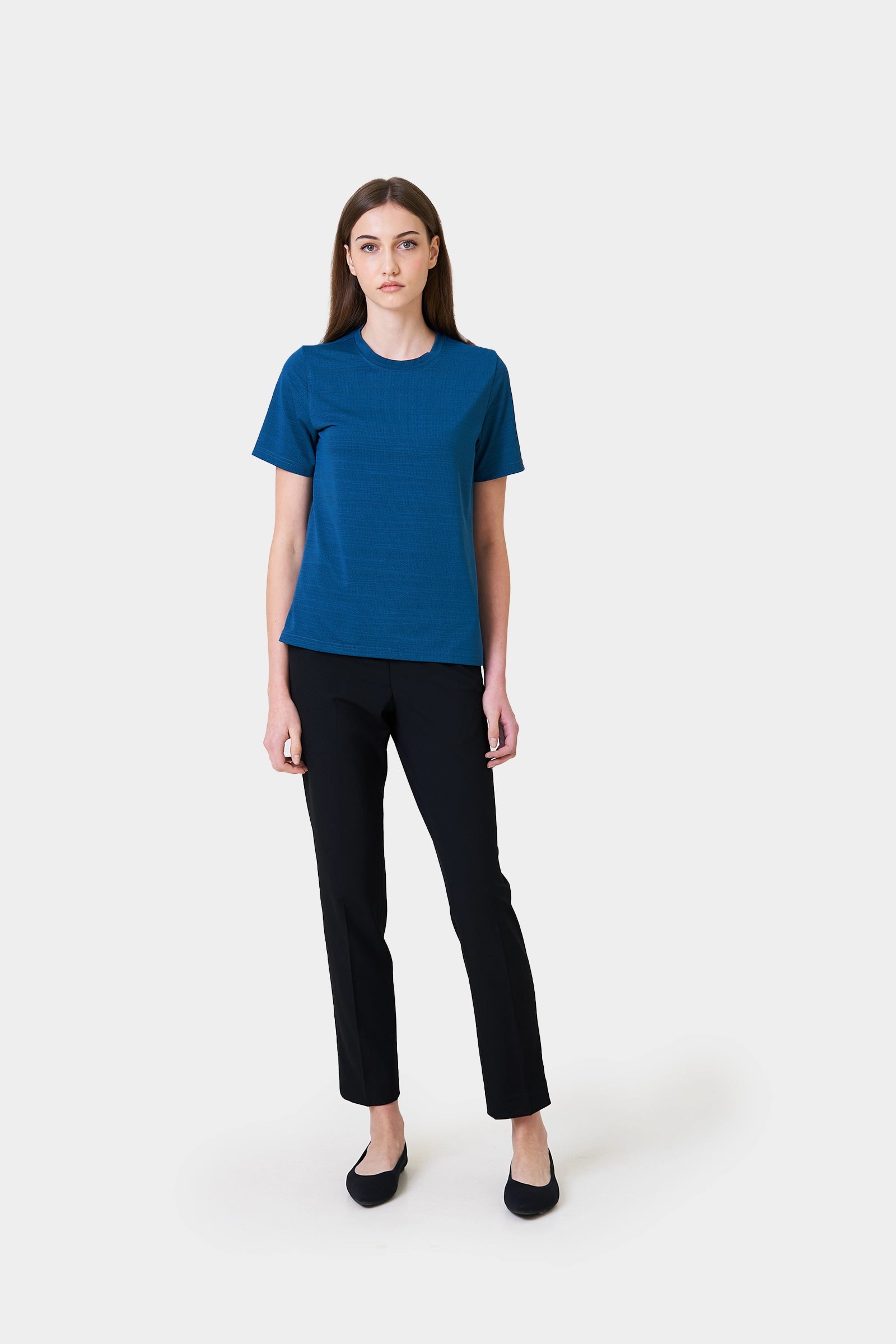 Bussers Summer Female Teal Short Sleeve T-shirt With Logo Print on Sleeve