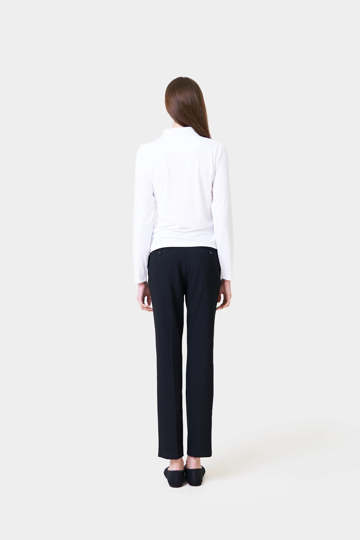 Hostess Winter Female White Long Sleeve Polo Shirt With Logo Print on Chest