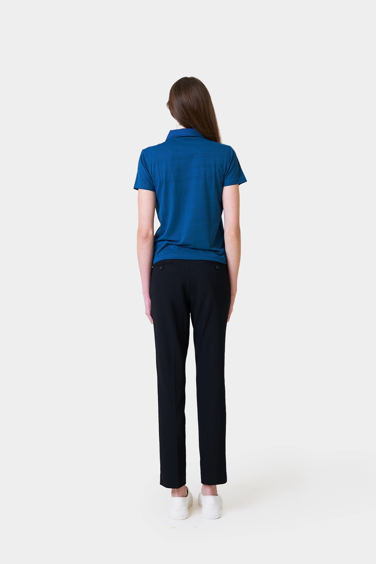 Server Summer Female Teal Short Sleeve Polo Shirt With Logo Print On Chest