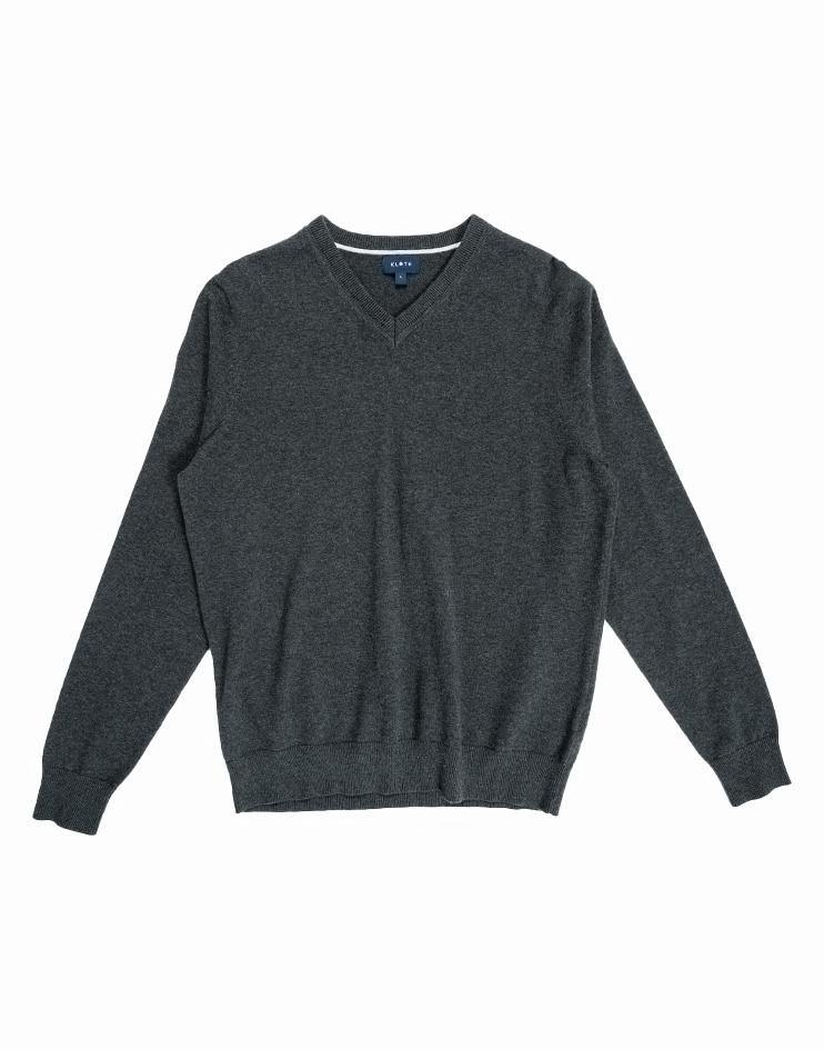 Grey V-Neck Sweater - Kloth Studio Inc. - klothstudio.com