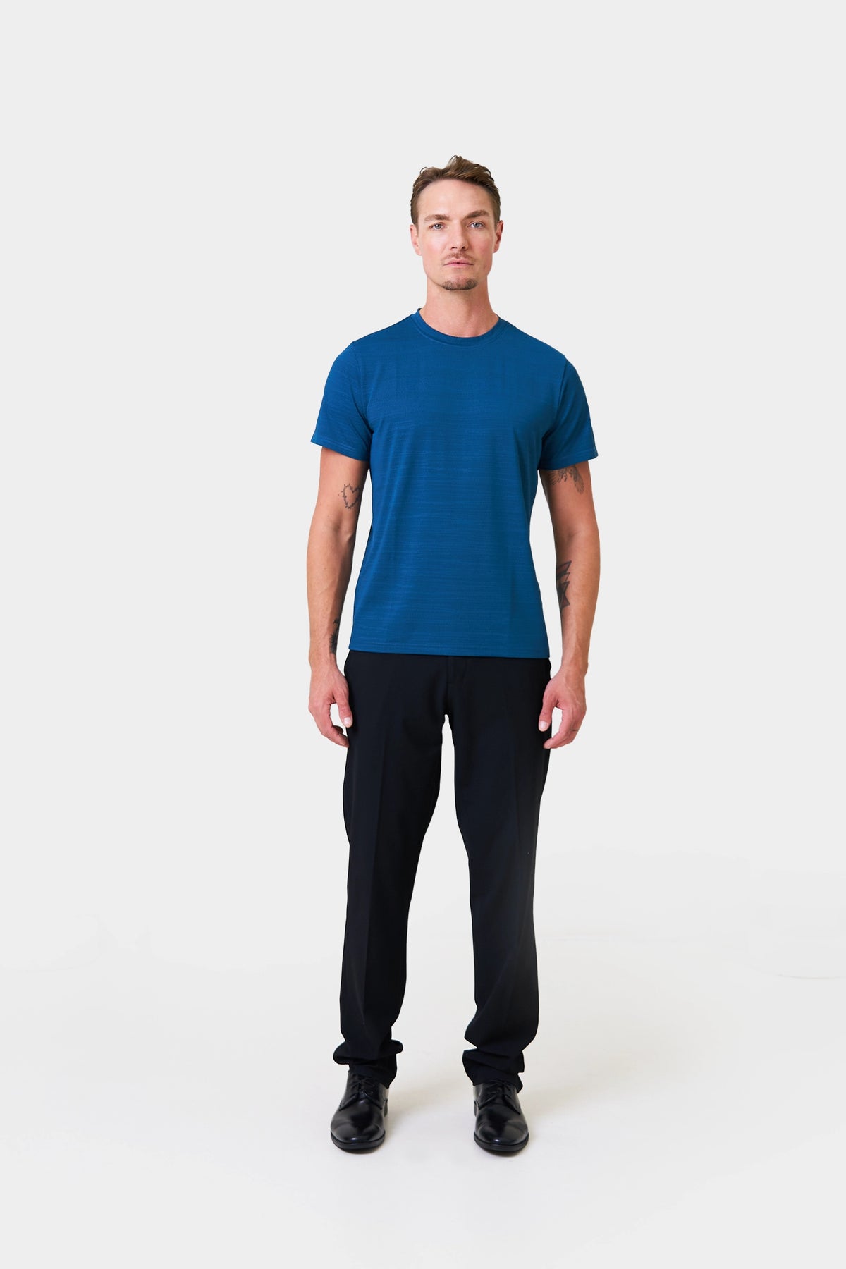 Bussers Summer Male Teal Short Sleeve T-shirt With Logo Print on Sleeve