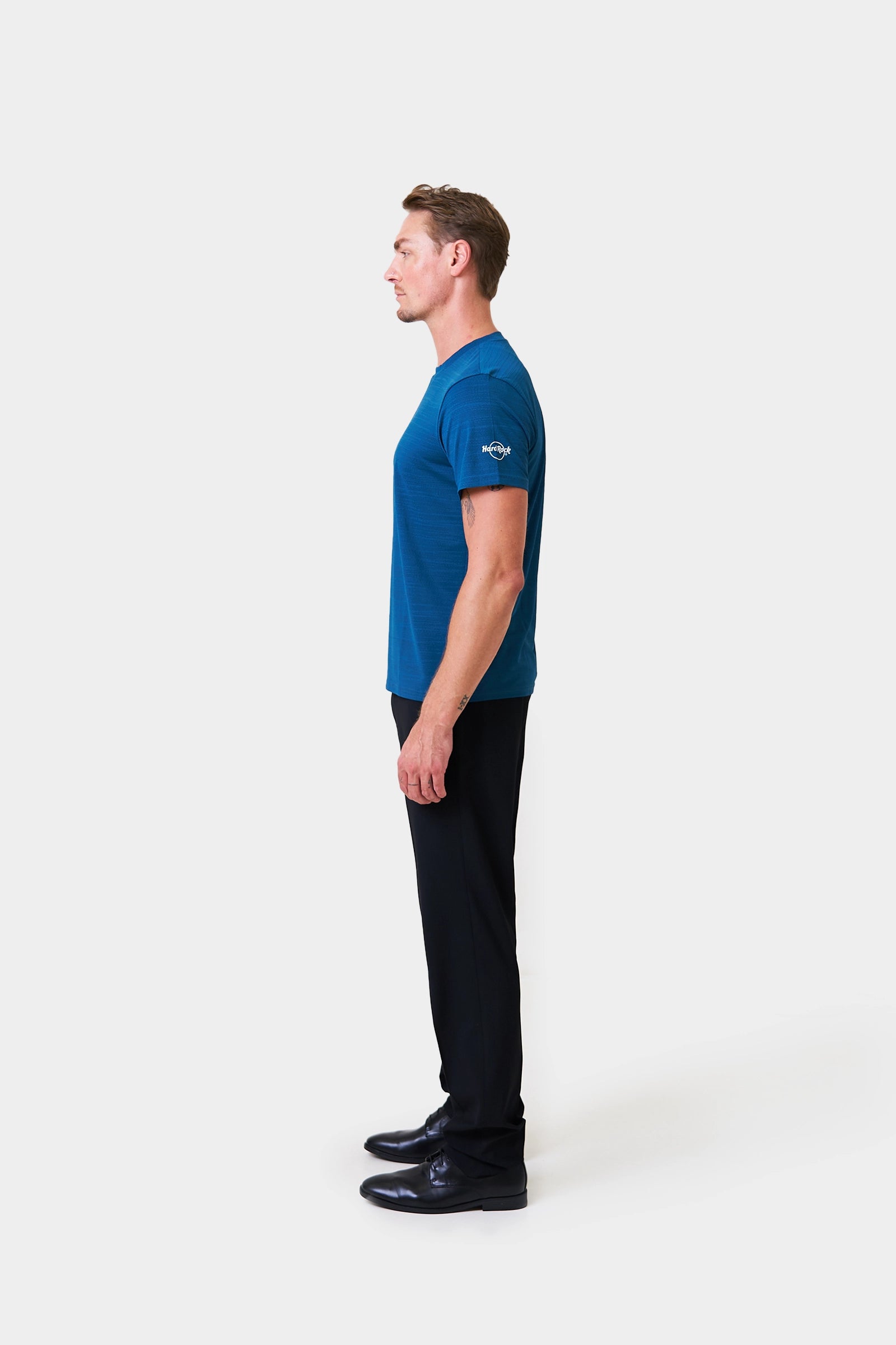 Bussers Summer Male Teal Short Sleeve T-shirt With Logo Print on Sleeve