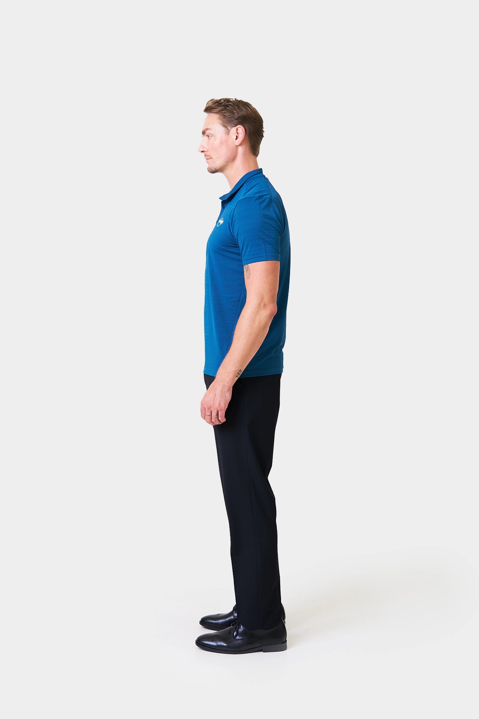 Bartender Summer Men's Teal Short Sleeve Henley Shirt With Logo Print on Chest