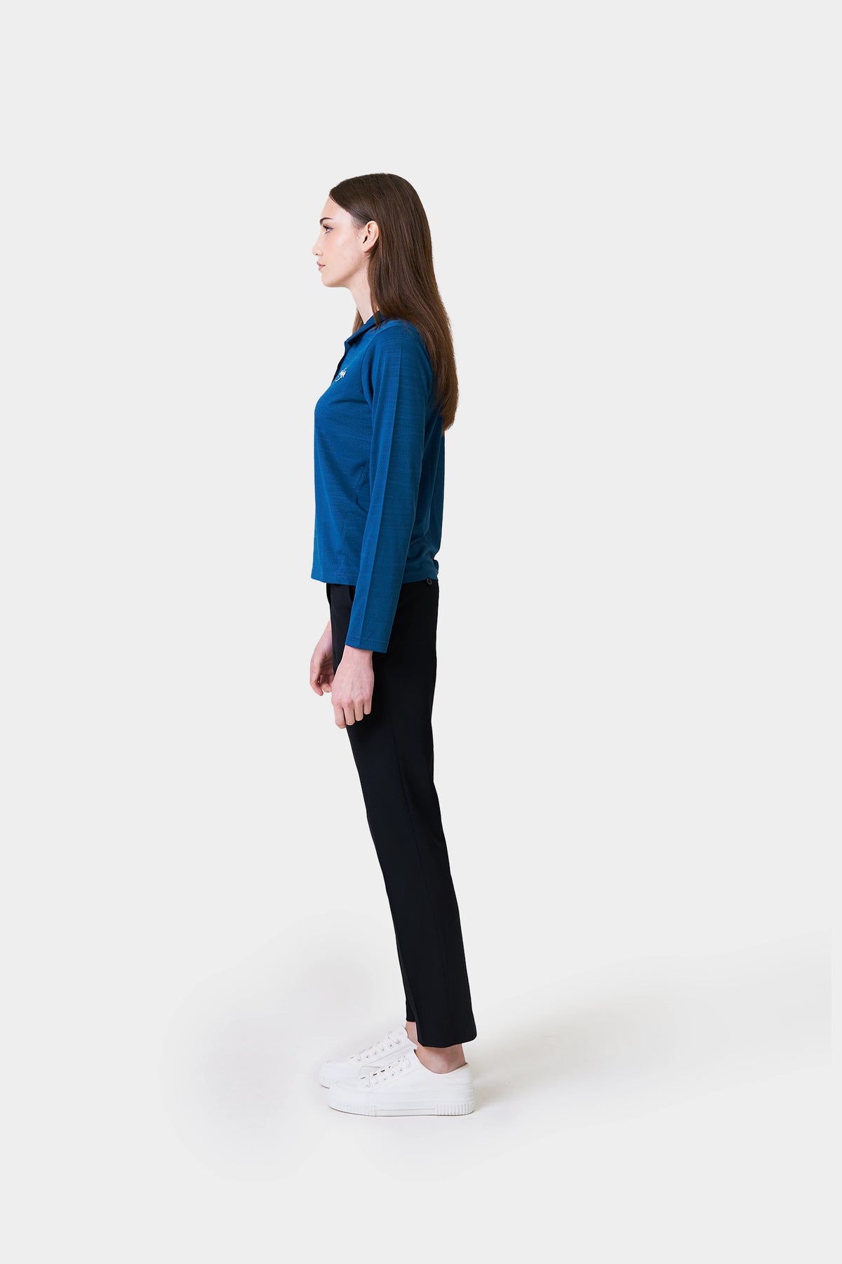 Bartender Winter Women's Teal Long Sleeve Henley Shirt With Logo Print on Chest